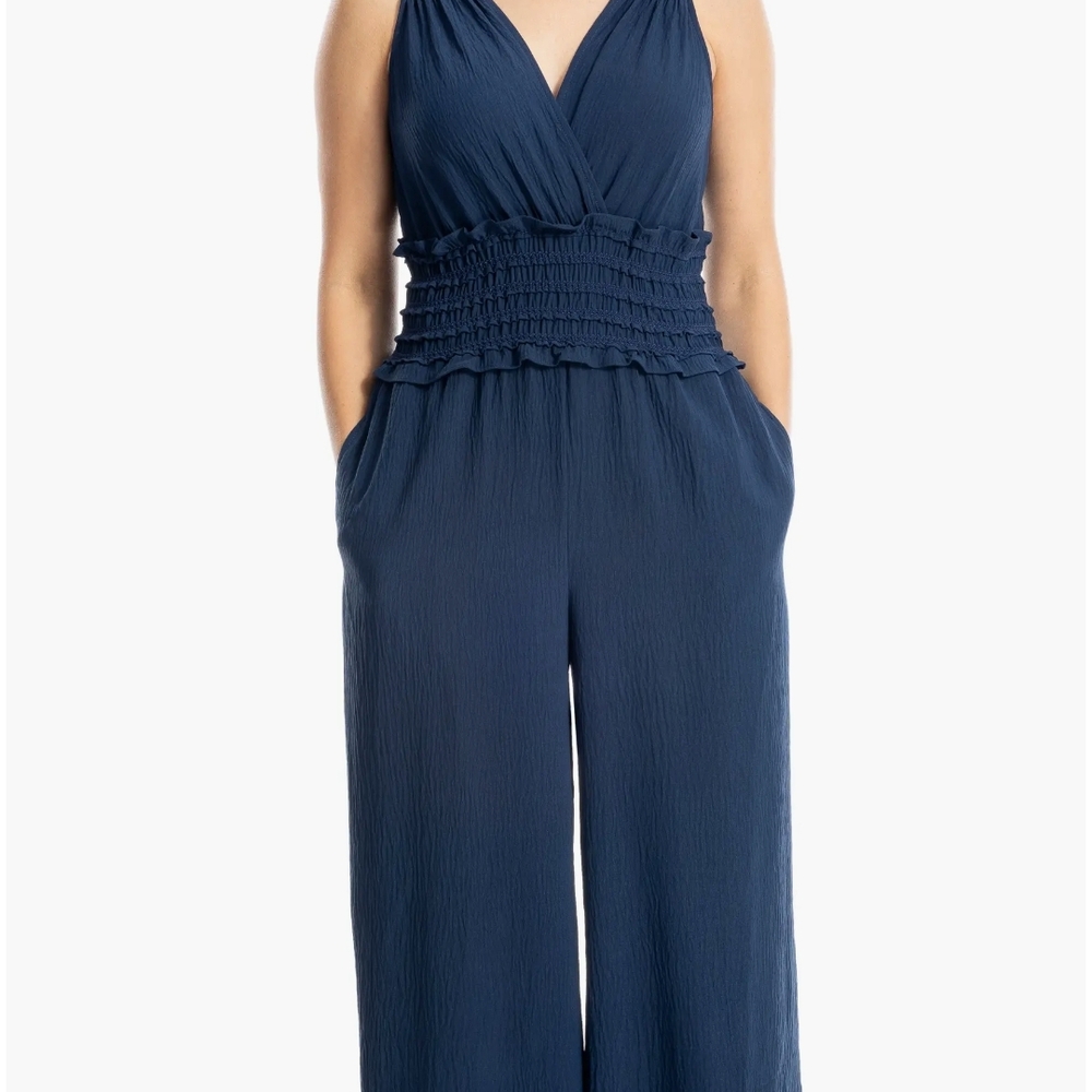 NEW MAX STUDIO V-Neck Cap Sleeve Jumpsuit Green  Size S
